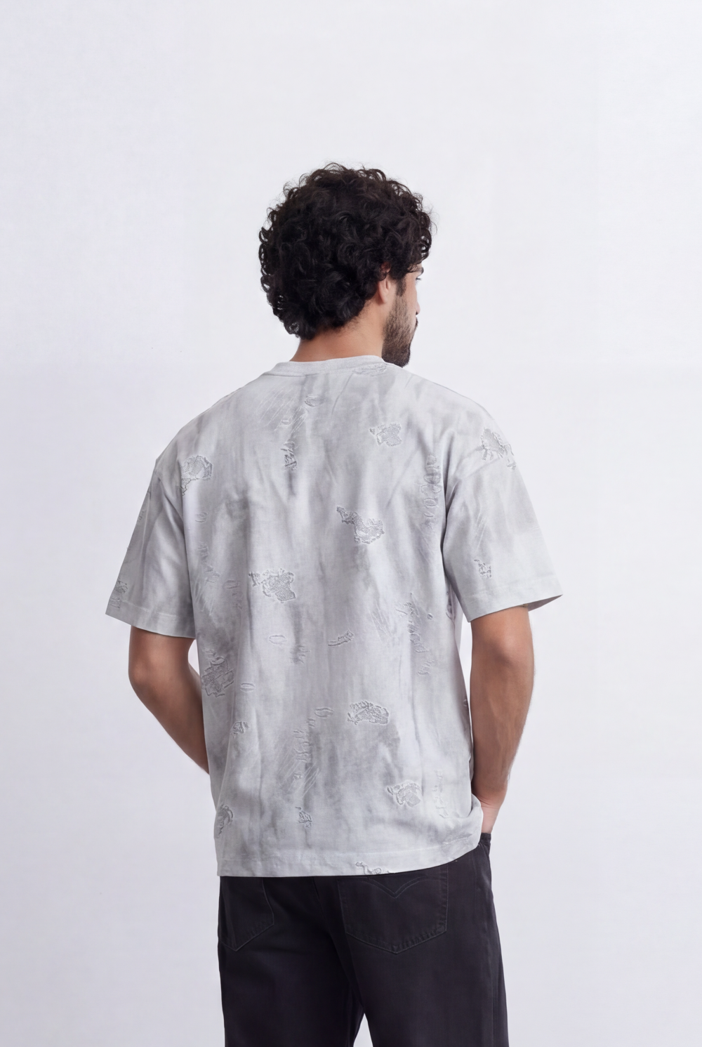 Men’s Textured Wash T-Shirt Tonal Embroidery Detail