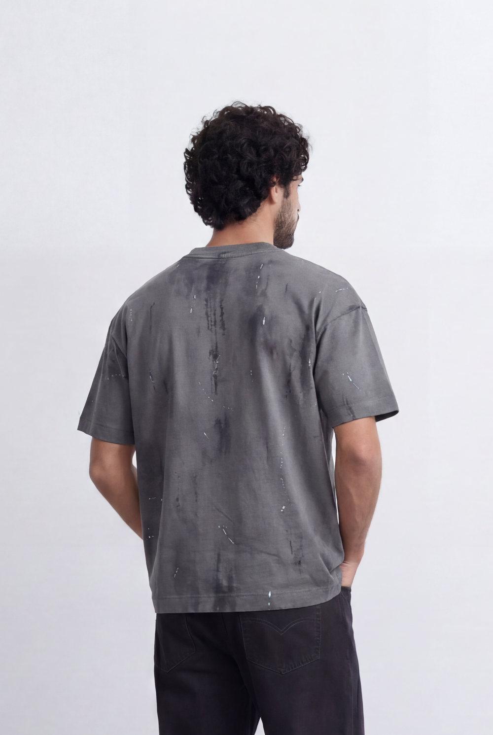 Men’s Abstract Wash T-Shirt Paint Effect Print