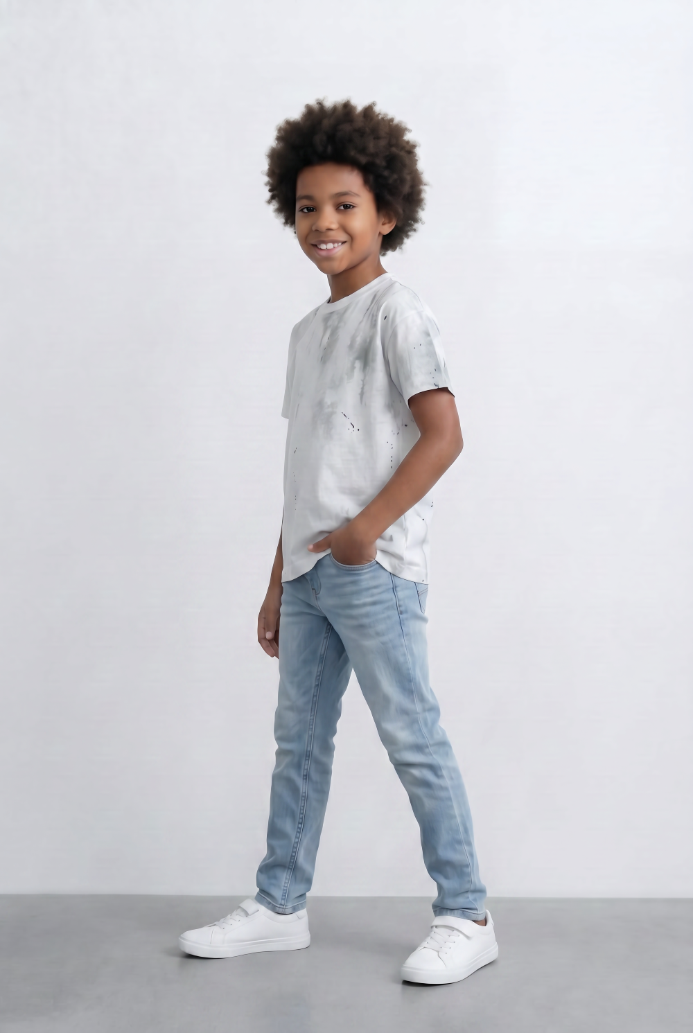 Boy's Washed Graphic T-Shirt Paint Splash Detail