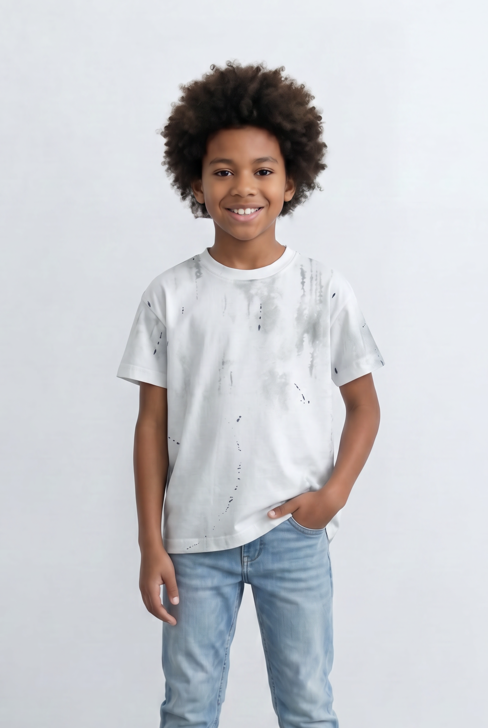 Boy's Washed Graphic T-Shirt Paint Splash Detail
