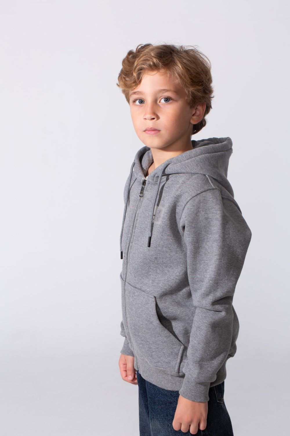 Zip Up Boy's Hoodie Slim Fit Melton
