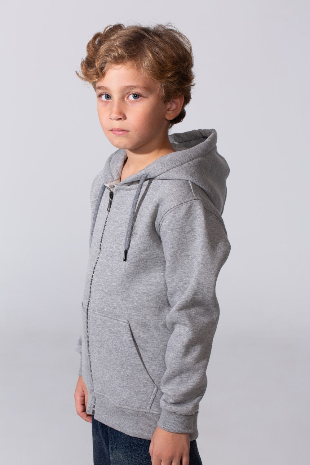Zip Up Boy's Hoodie Slim Fit Melton