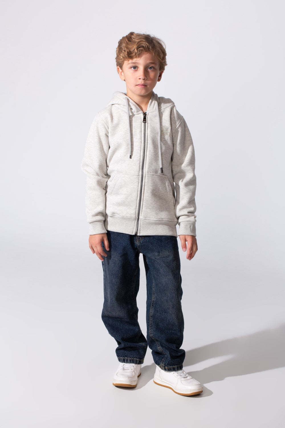 Zip Up Boy's Hoodie Slim Fit Melton