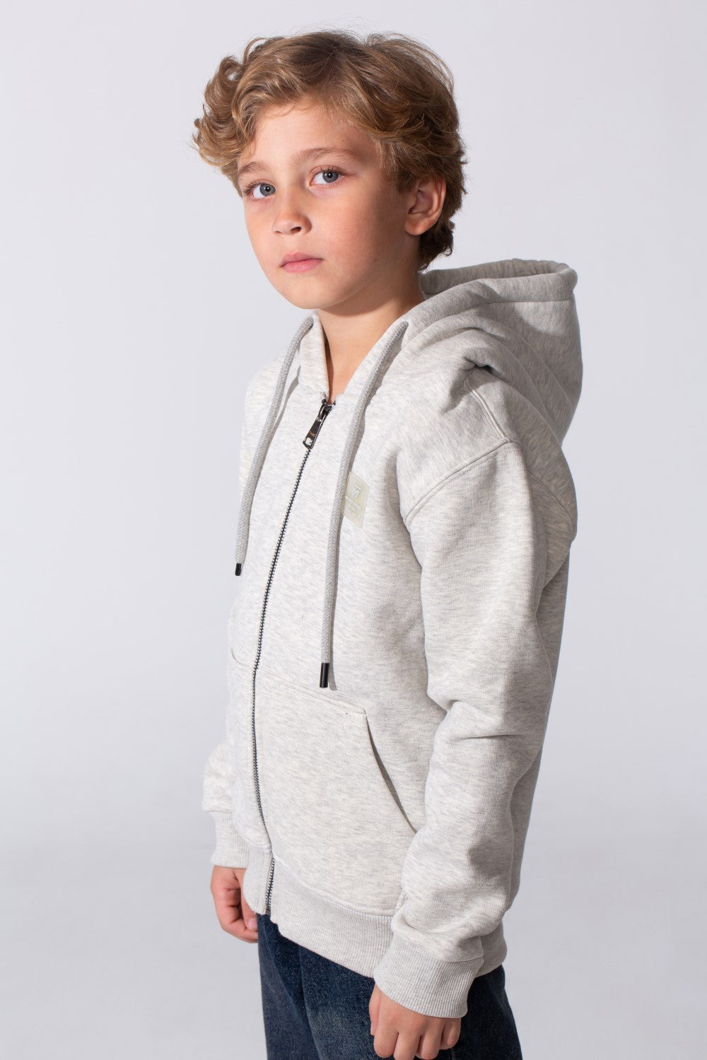 Zip Up Boy's Hoodie Slim Fit Melton