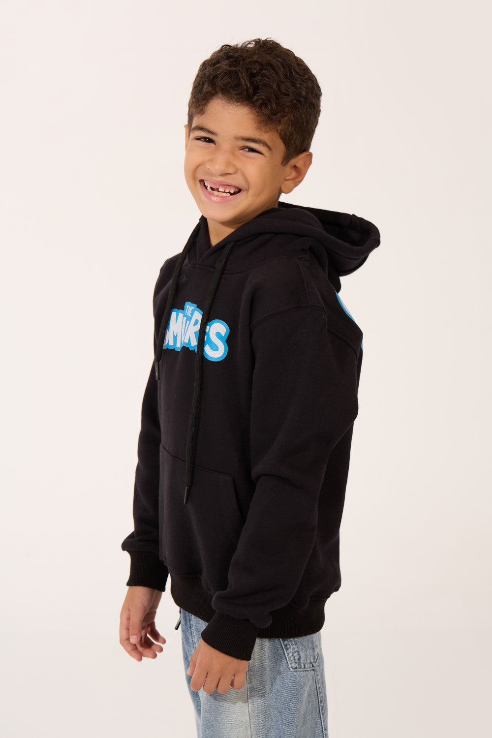 Smurfs Print Slim Fit Melton Long Sleeve Boys Hoodie