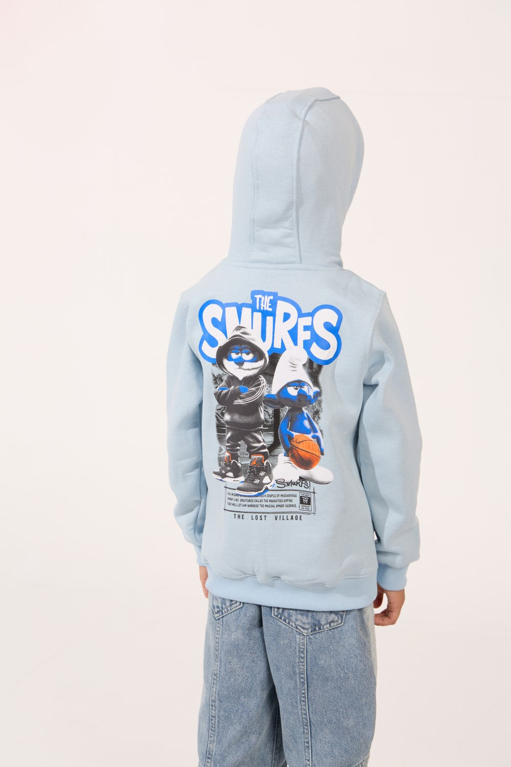 Smurfs Print Slim Fit Melton Long Sleeve Boys Hoodie