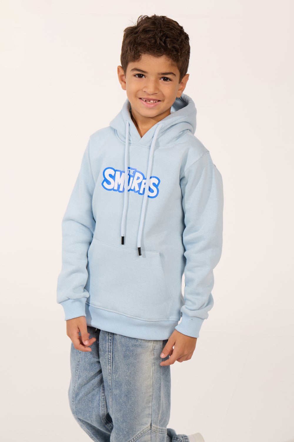 Smurfs Print Slim Fit Melton Long Sleeve Boys Hoodie