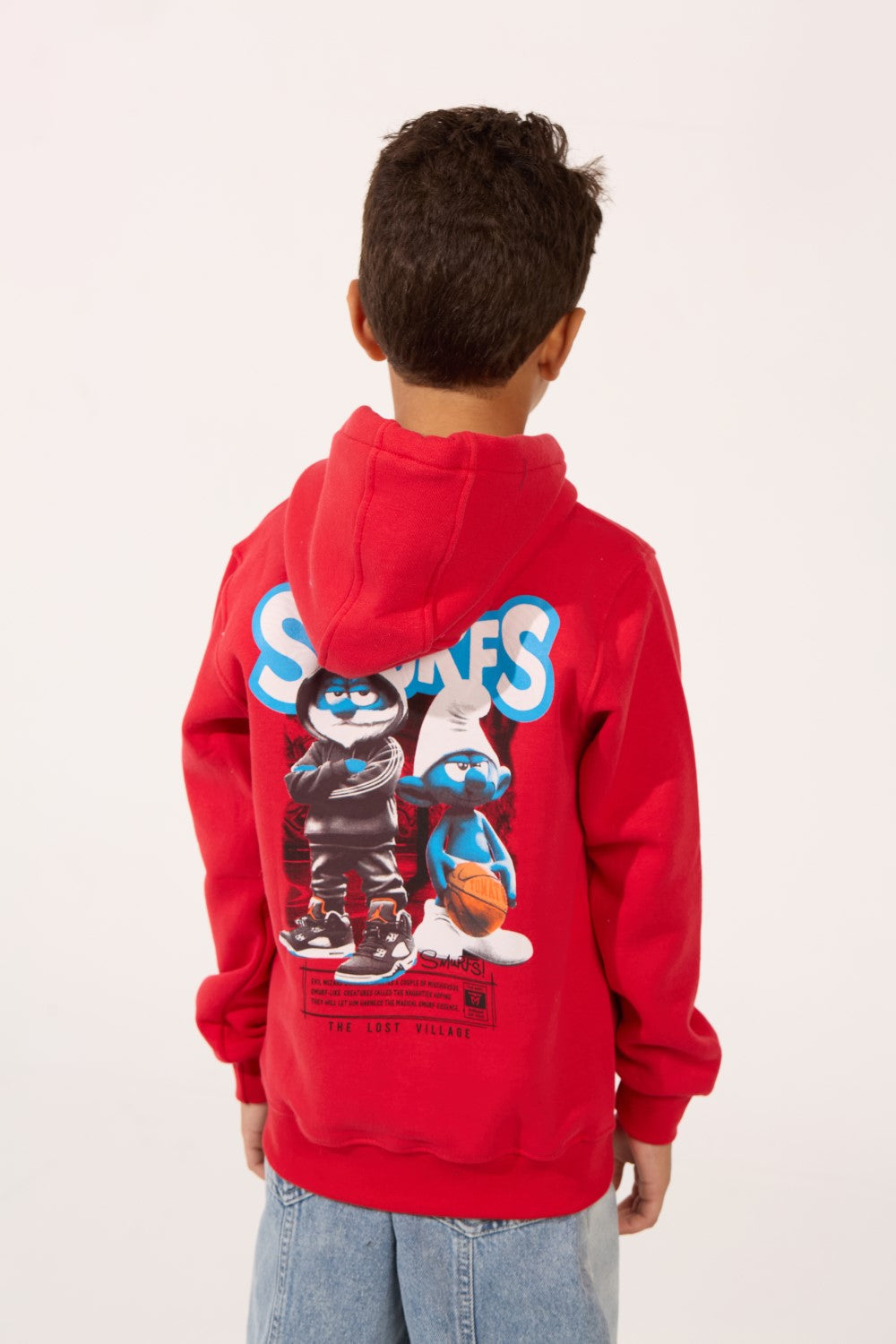 Smurfs Print Slim Fit Melton Long Sleeve Boys Hoodie