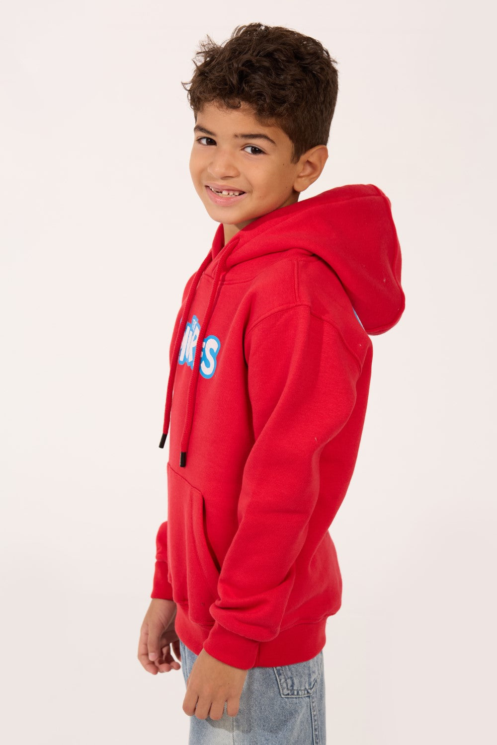 Smurfs Print Slim Fit Melton Long Sleeve Boys Hoodie