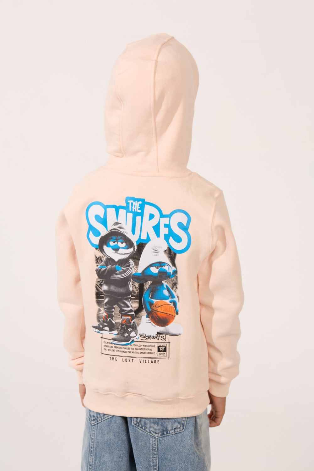 Smurfs Print Slim Fit Melton Long Sleeve Boys Hoodie