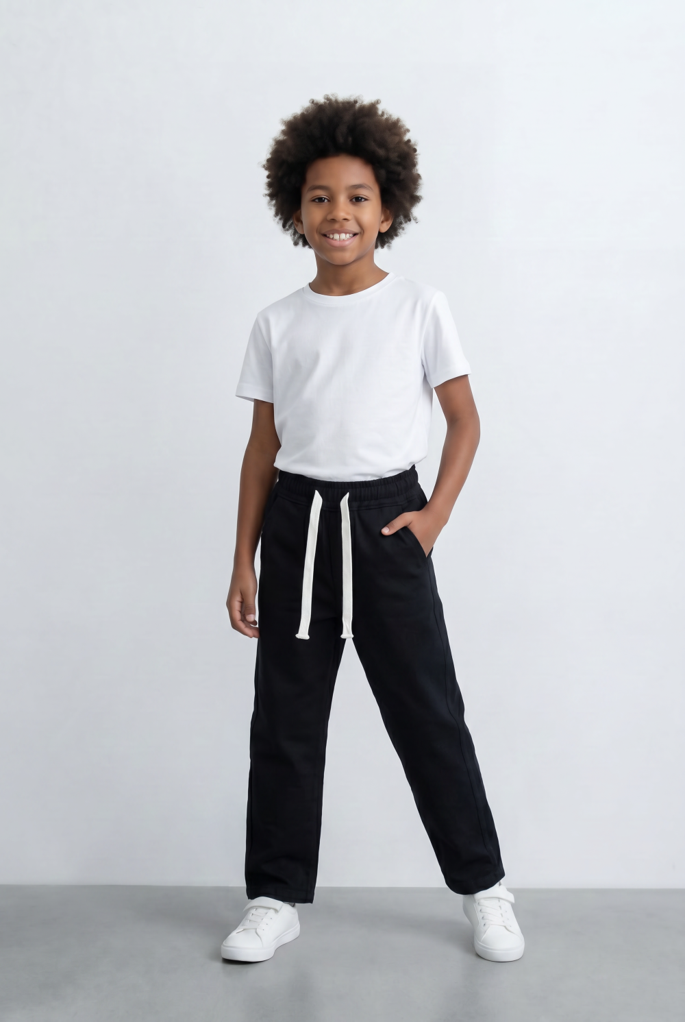 Boy's Drawstring Pants Elastic Waist Casual Style
