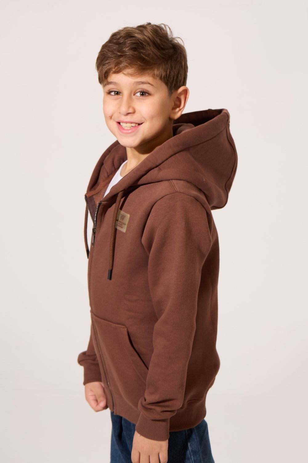 Tomato Full Zip Front Boys Hoodie