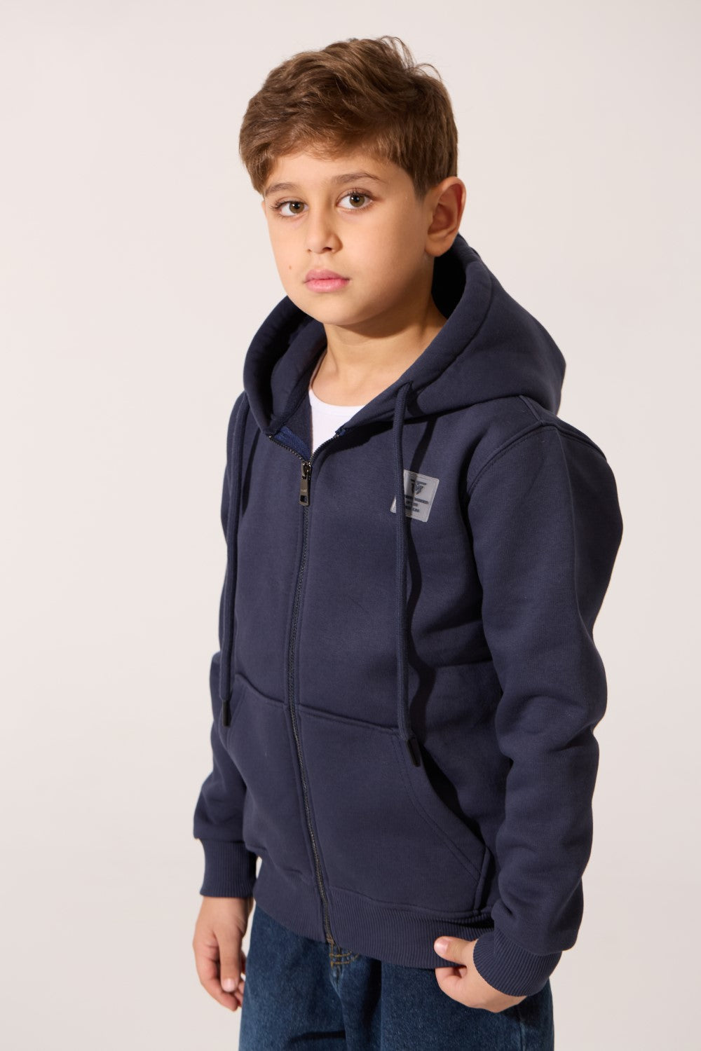 Tomato Full Zip Front Boys Hoodie