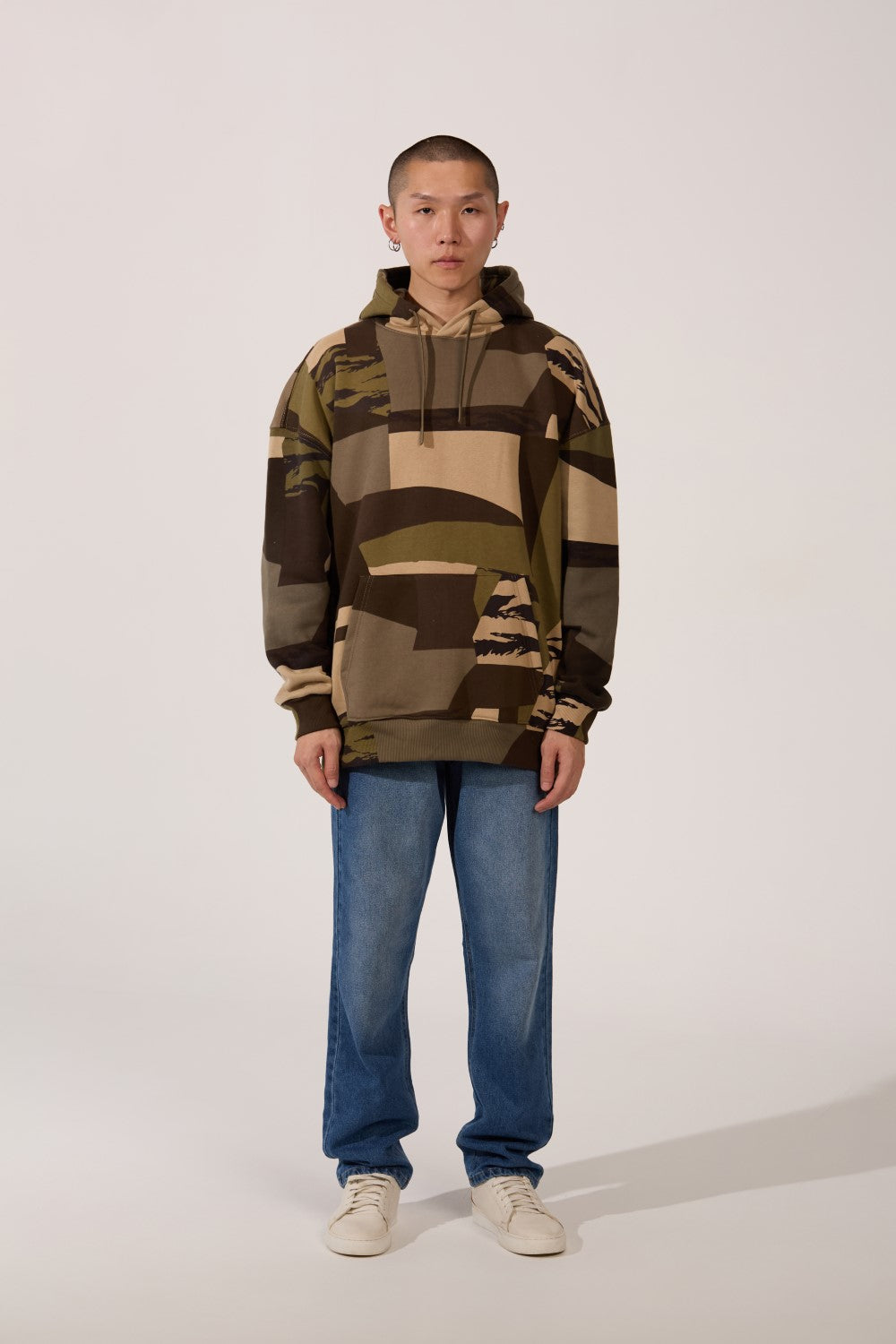 Men’s Camo Hoodie Slim Fit Visual Blocking