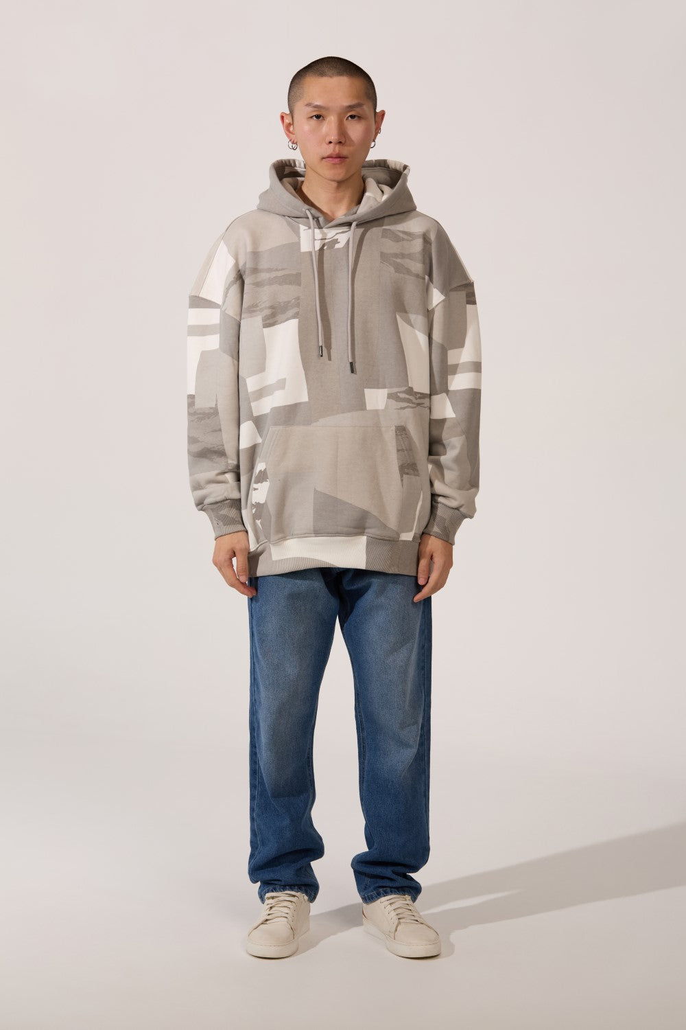 Men’s Camo Hoodie Slim Fit Visual Blocking