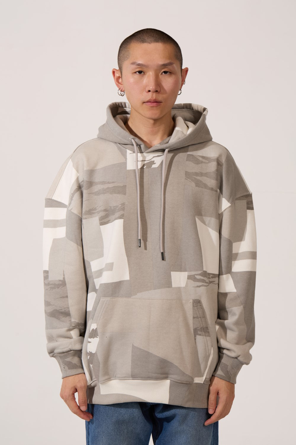 Men’s Camo Hoodie Slim Fit Visual Blocking