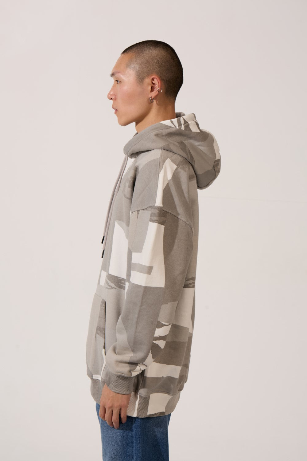 Men’s Camo Hoodie Slim Fit Visual Blocking