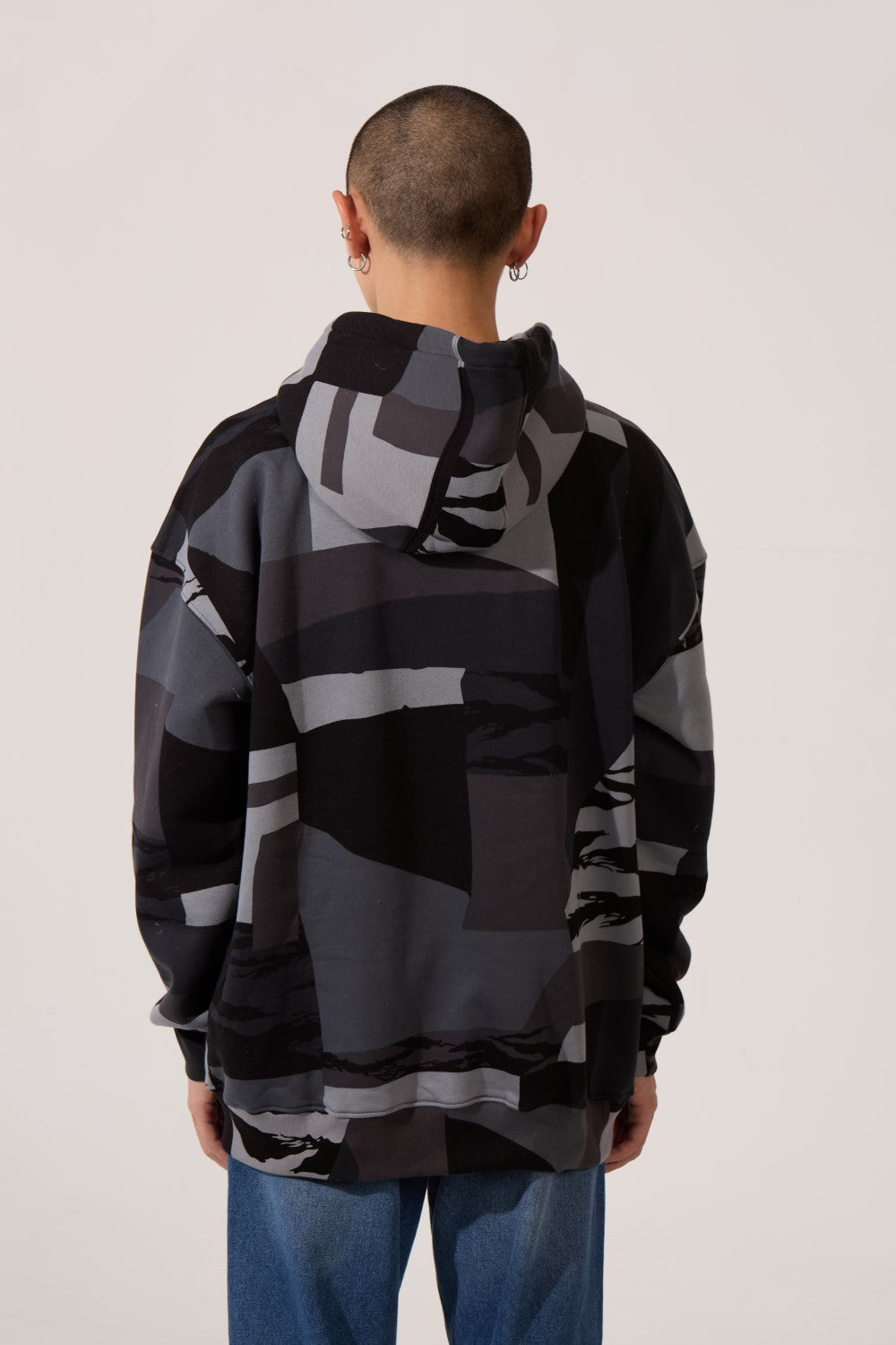 Men’s Camo Hoodie Slim Fit Visual Blocking