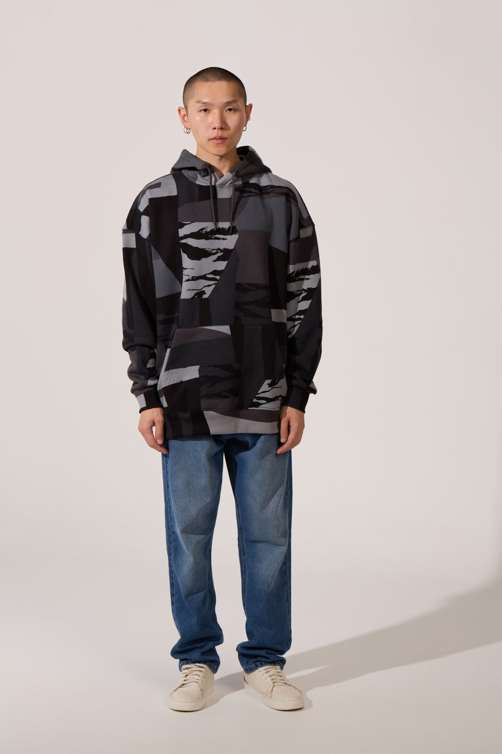Men’s Camo Hoodie Slim Fit Visual Blocking