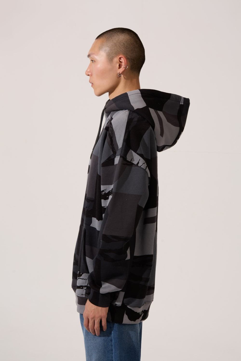 Men’s Camo Hoodie Slim Fit Visual Blocking