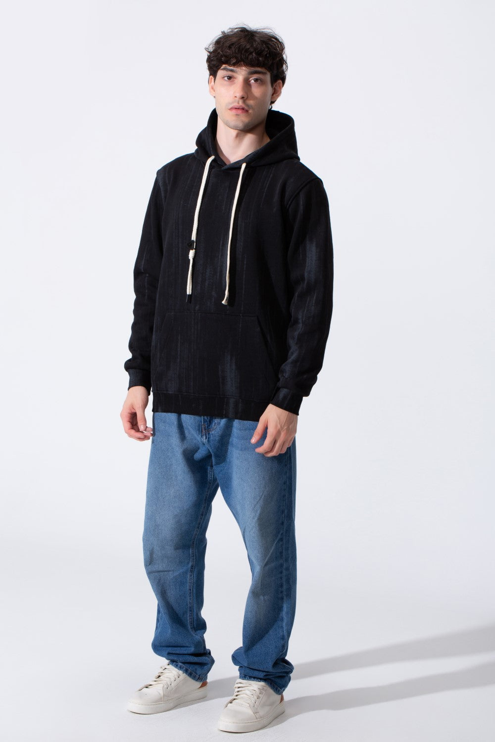 Contrast Drawstrings Slim Fit Men Hoodie