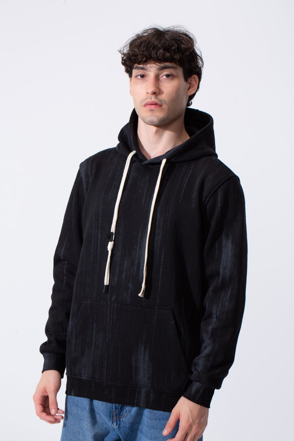 Contrast Drawstrings Slim Fit Men Hoodie