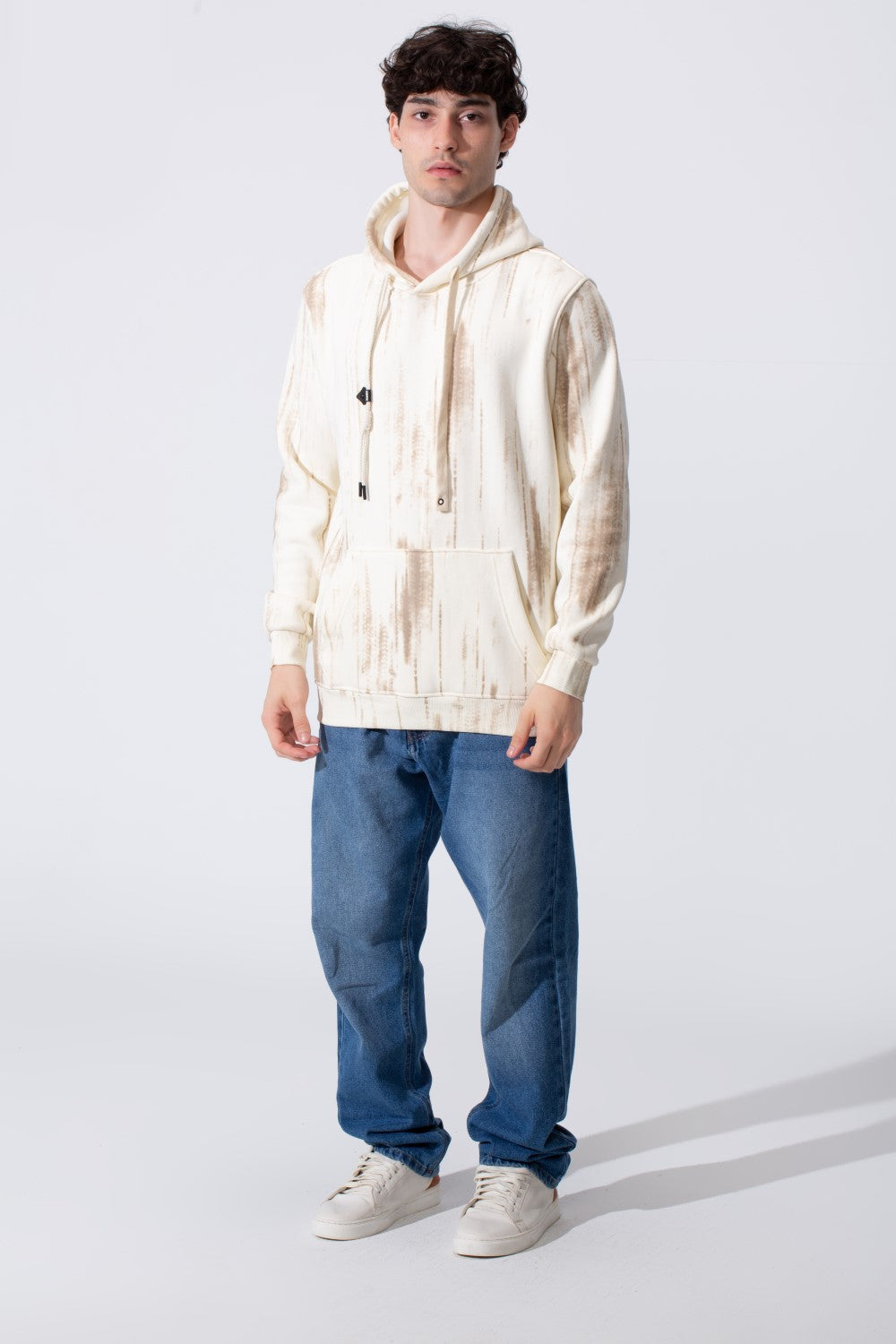 Contrast Drawstrings Slim Fit Men Hoodie