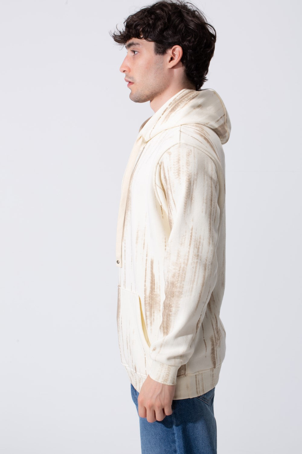 Contrast Drawstrings Slim Fit Men Hoodie