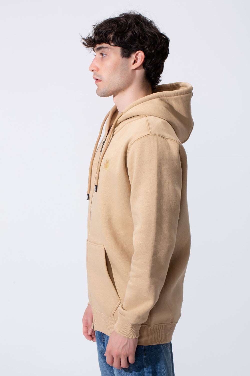 Plain Slim Fit Zip Men Hoodie