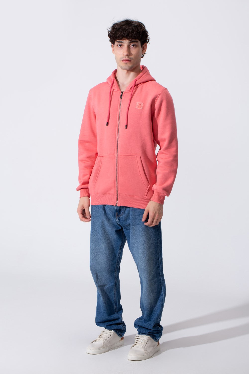 Plain Slim Fit Zip Men Hoodie