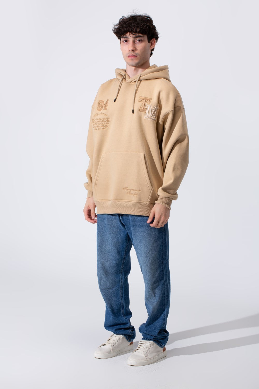 Embroidery Kangaroo Pocket Men Hoodie