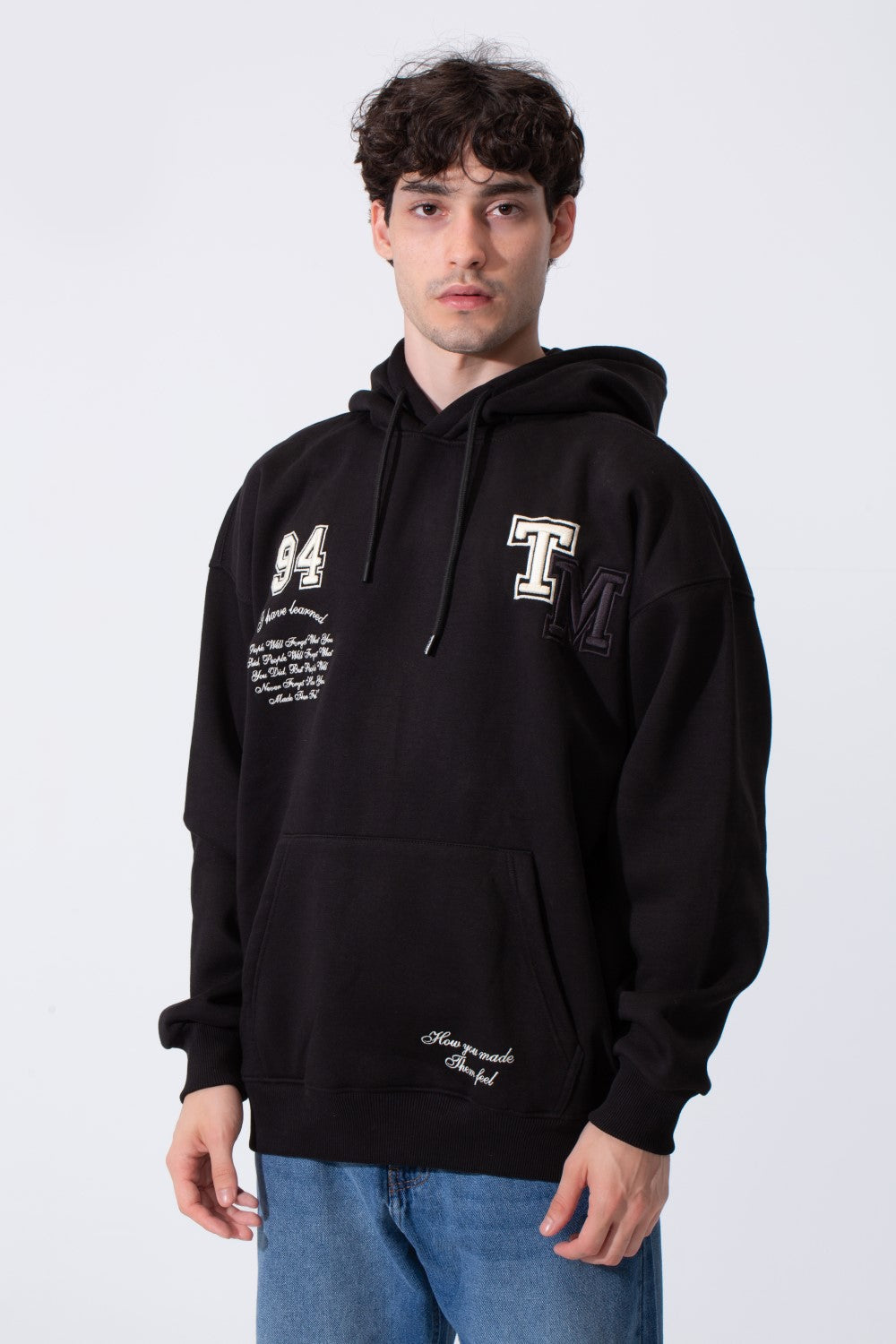 Embroidery Kangaroo Pocket Men Hoodie
