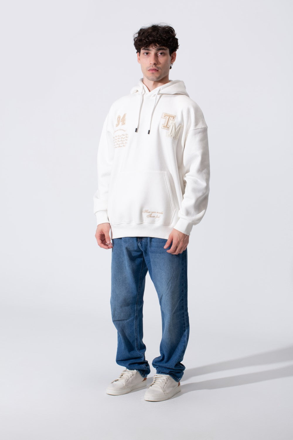 Embroidery Kangaroo Pocket Men Hoodie