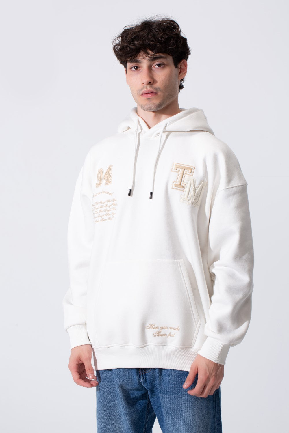 Embroidery Kangaroo Pocket Men Hoodie