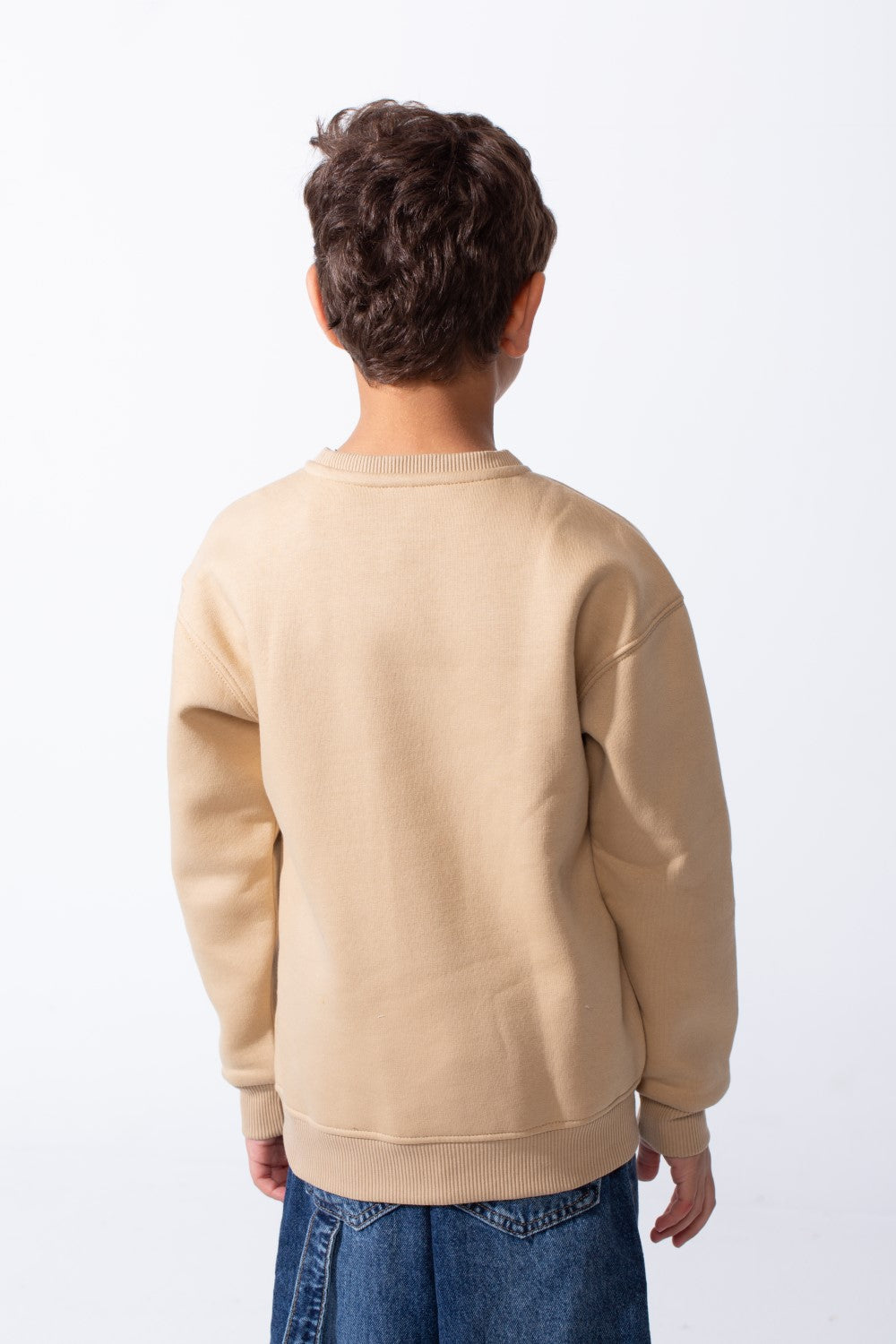 Boy's Front Yes Print Oversize Crew Neck Sweatshirt