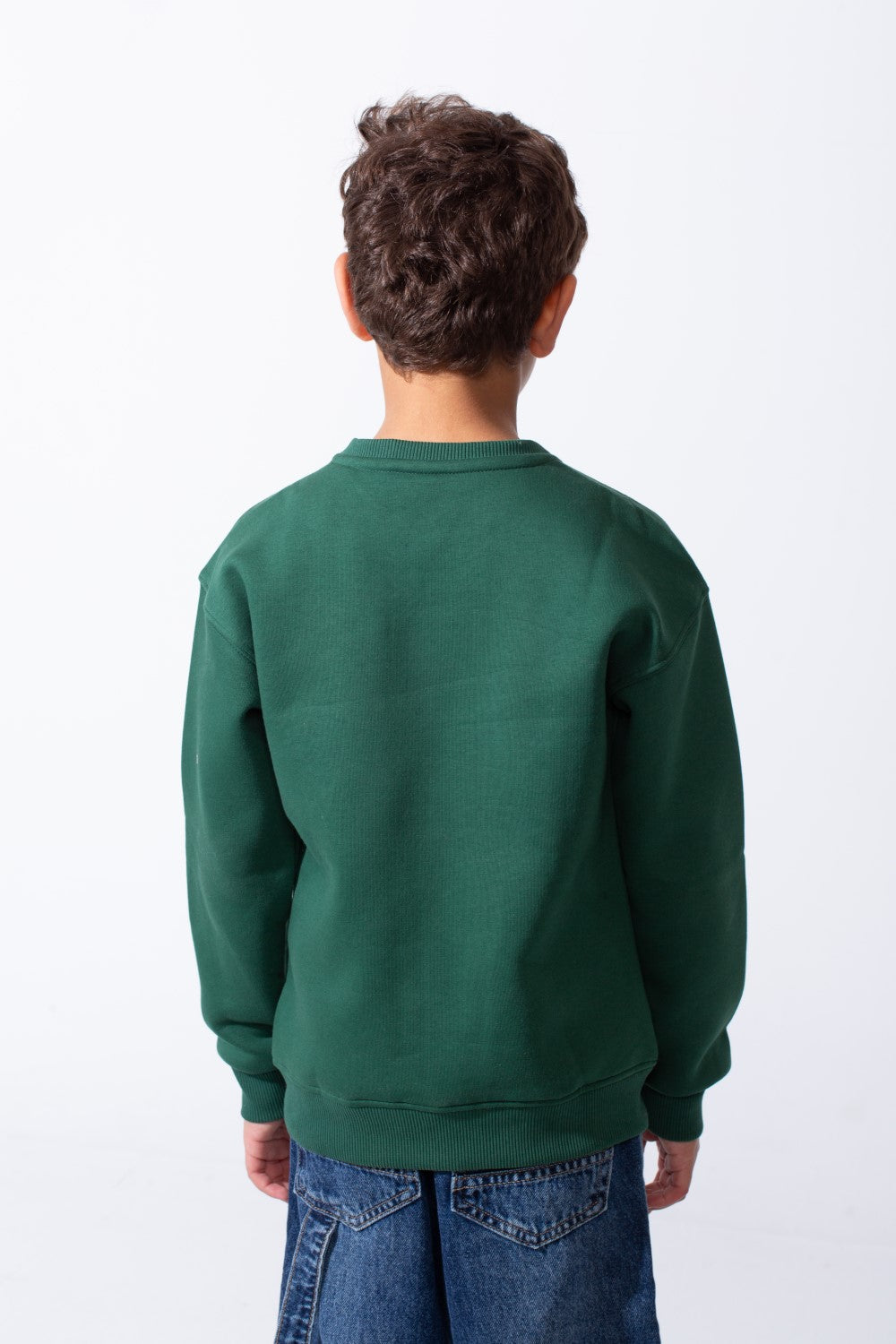 Boy's Front Yes Print Oversize Crew Neck Sweatshirt
