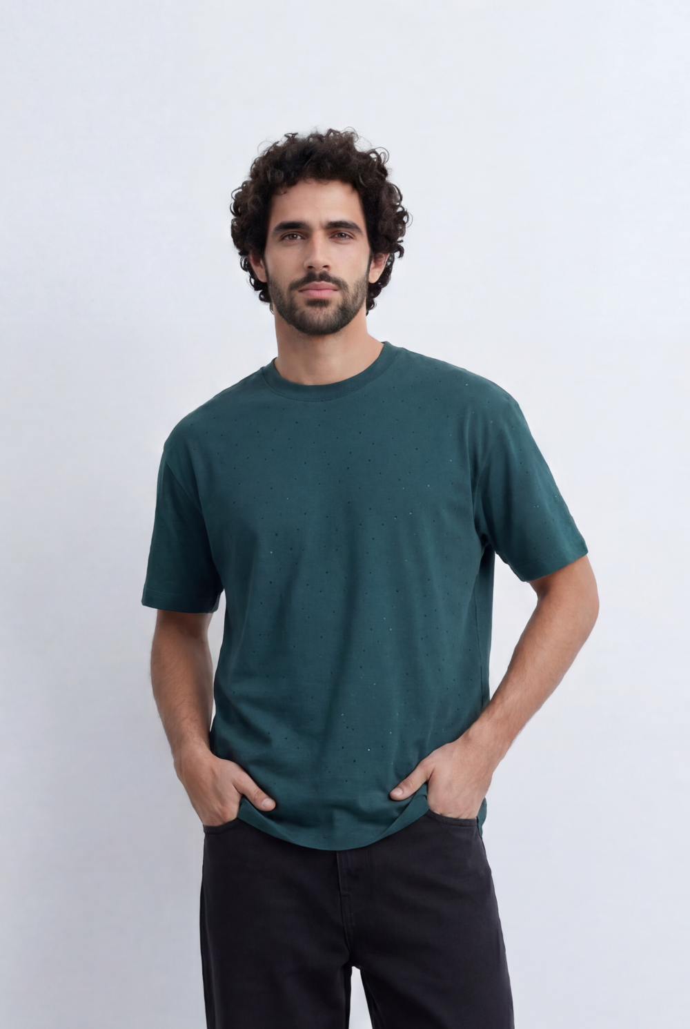 Men’s Textured T-Shirt With Micro Dot Detail