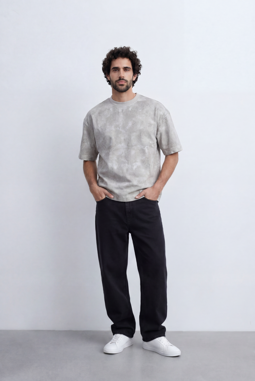 Men’s Washed Graphic T-Shirt Tonal Abstract Pattern