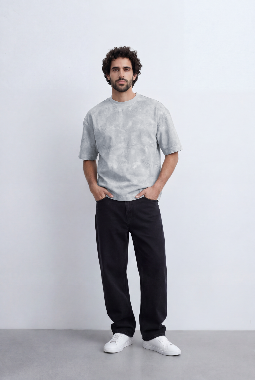 Men’s Washed Graphic T-Shirt Tonal Abstract Pattern