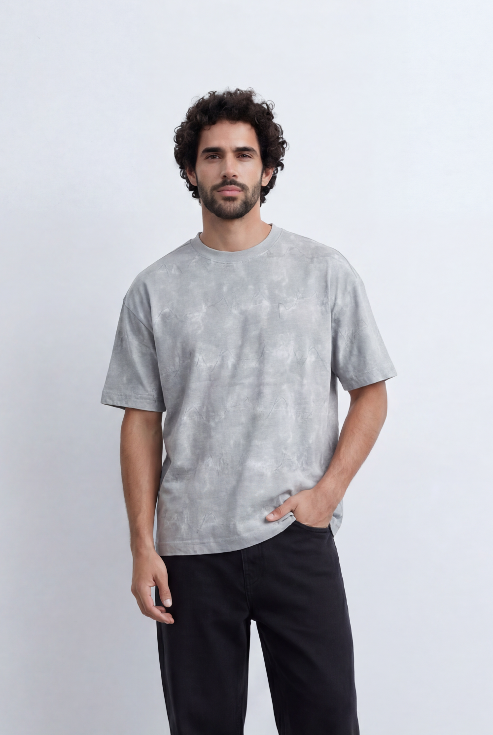 Men’s Washed Graphic T-Shirt Tonal Abstract Pattern
