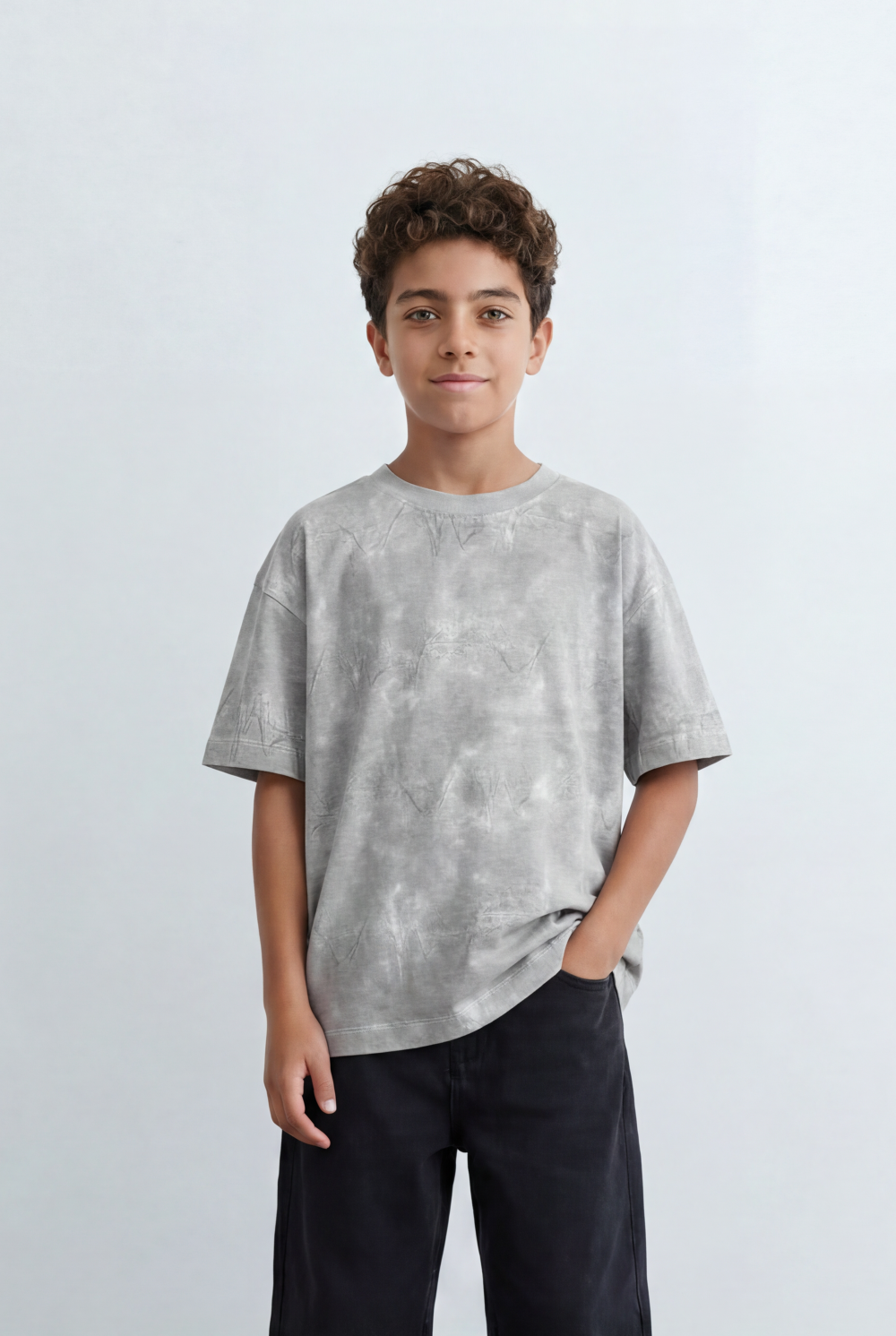 Boy's Washed T-Shirt Tonal Abstract Artwork