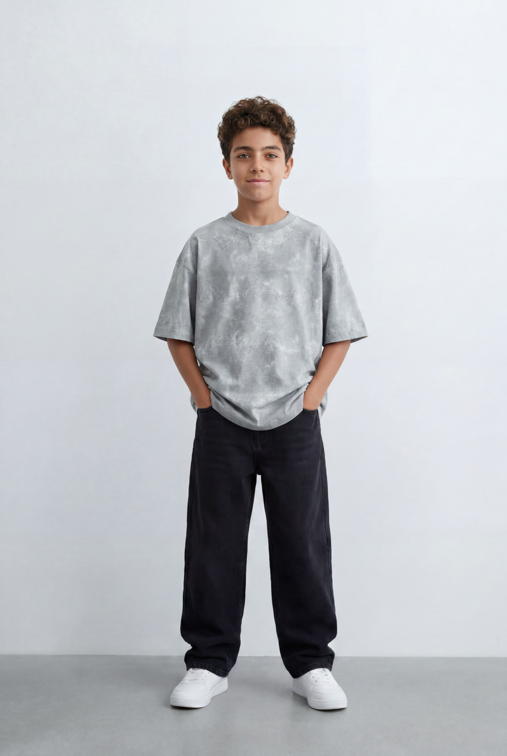 Boy's Washed T-Shirt Tonal Abstract Artwork
