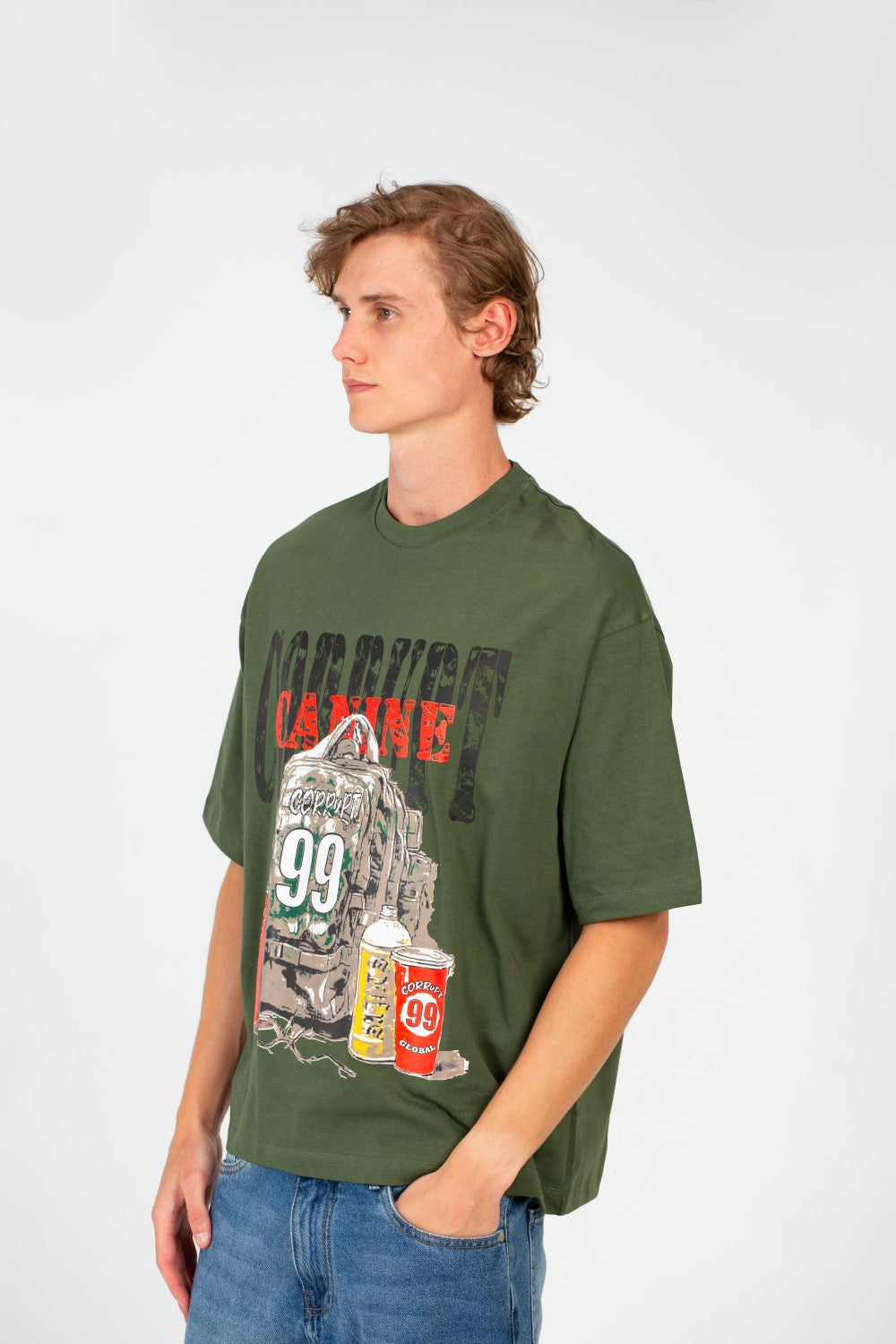 Men’s Boxy Fit T-Shirt Corrupt Bold Front Print