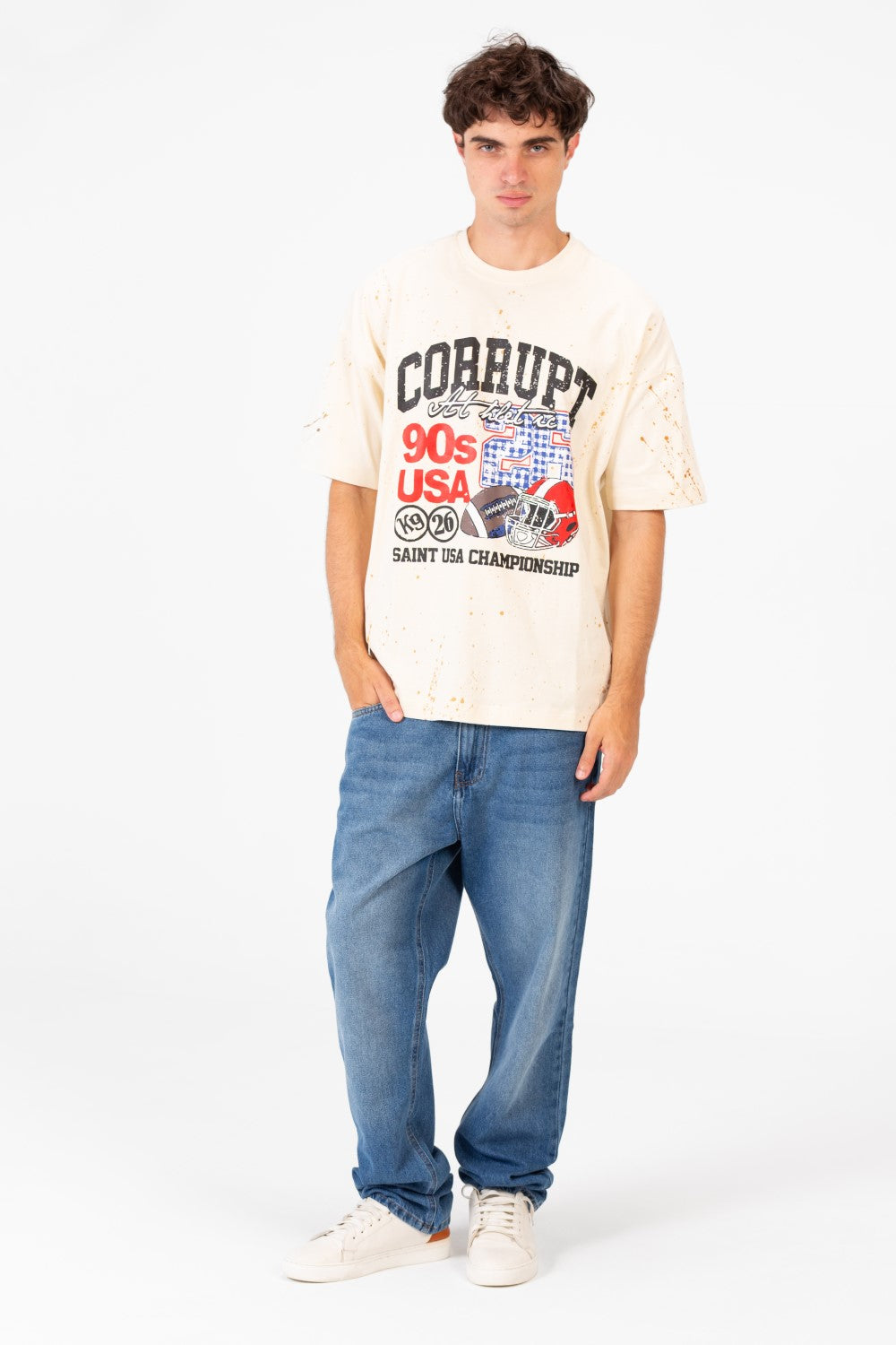 Men’s Varsity Graphic T-Shirt Oversized Front Sport Inspired