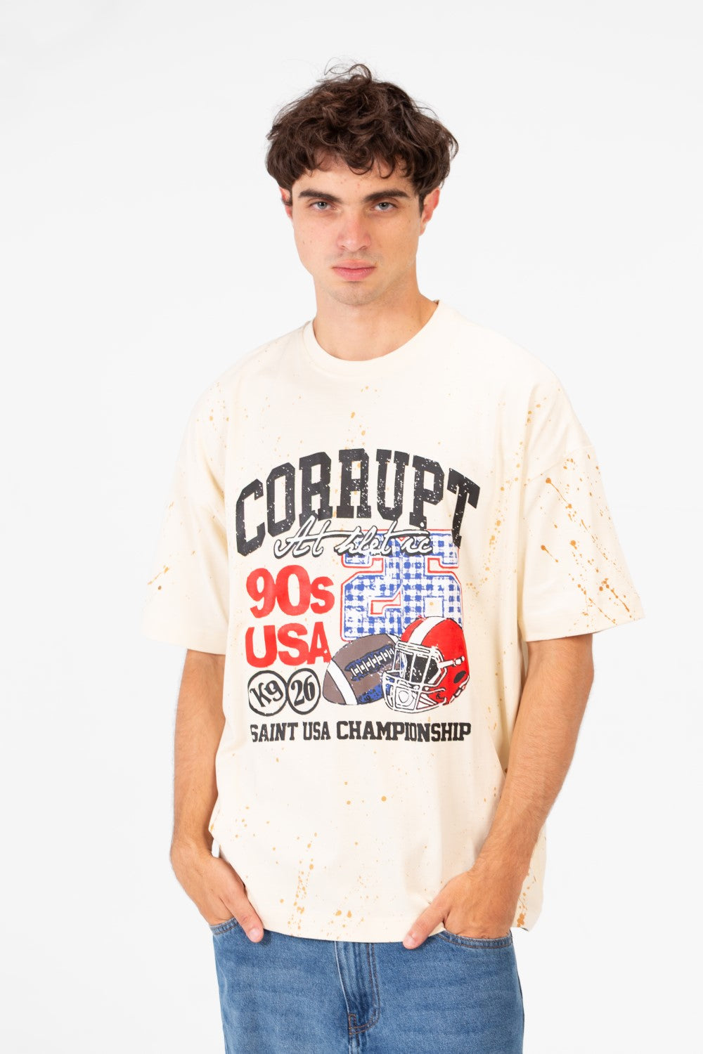 Men’s Varsity Graphic T-Shirt Oversized Front Sport Inspired