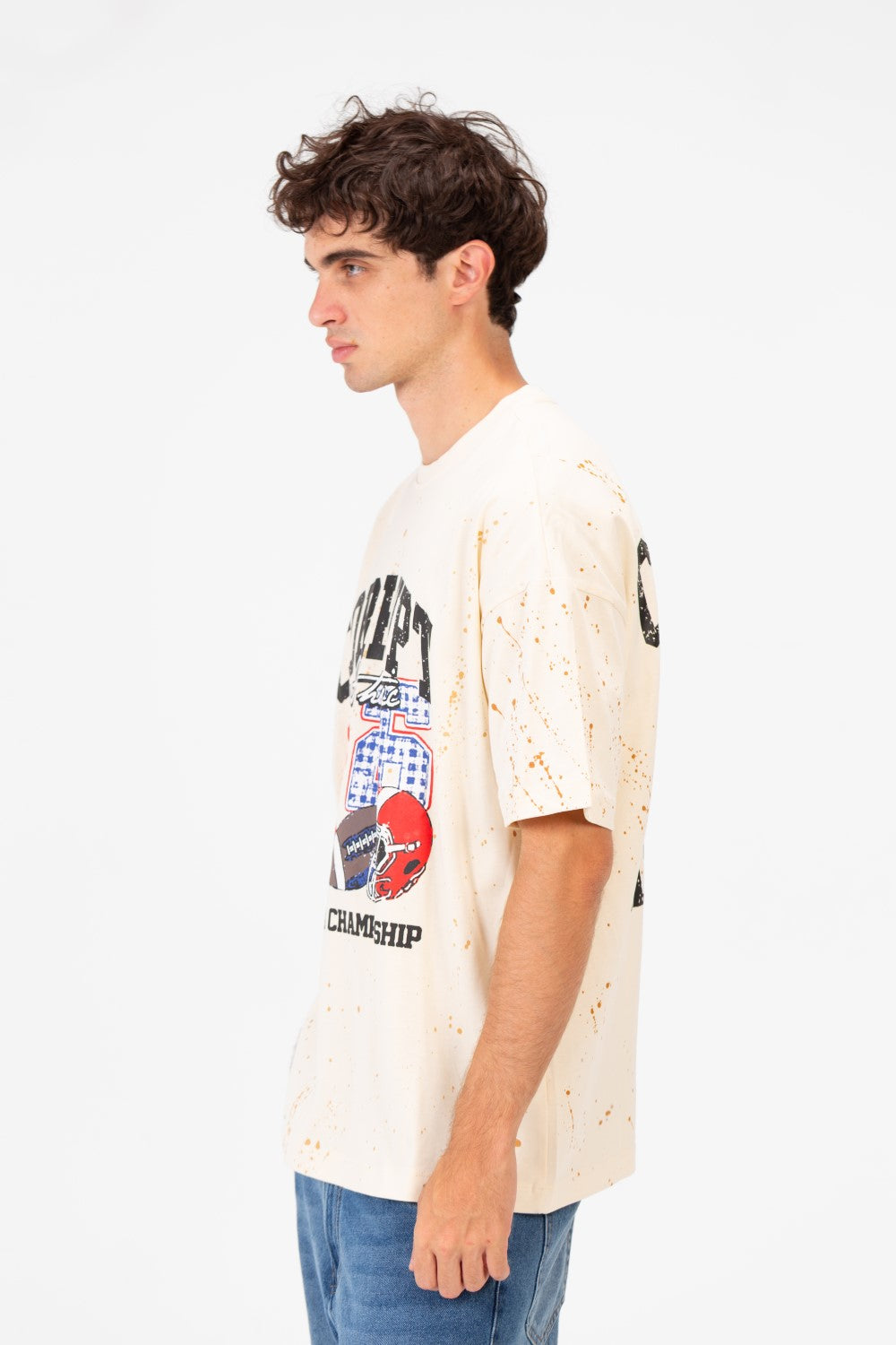 Men’s Varsity Graphic T-Shirt Oversized Front Sport Inspired