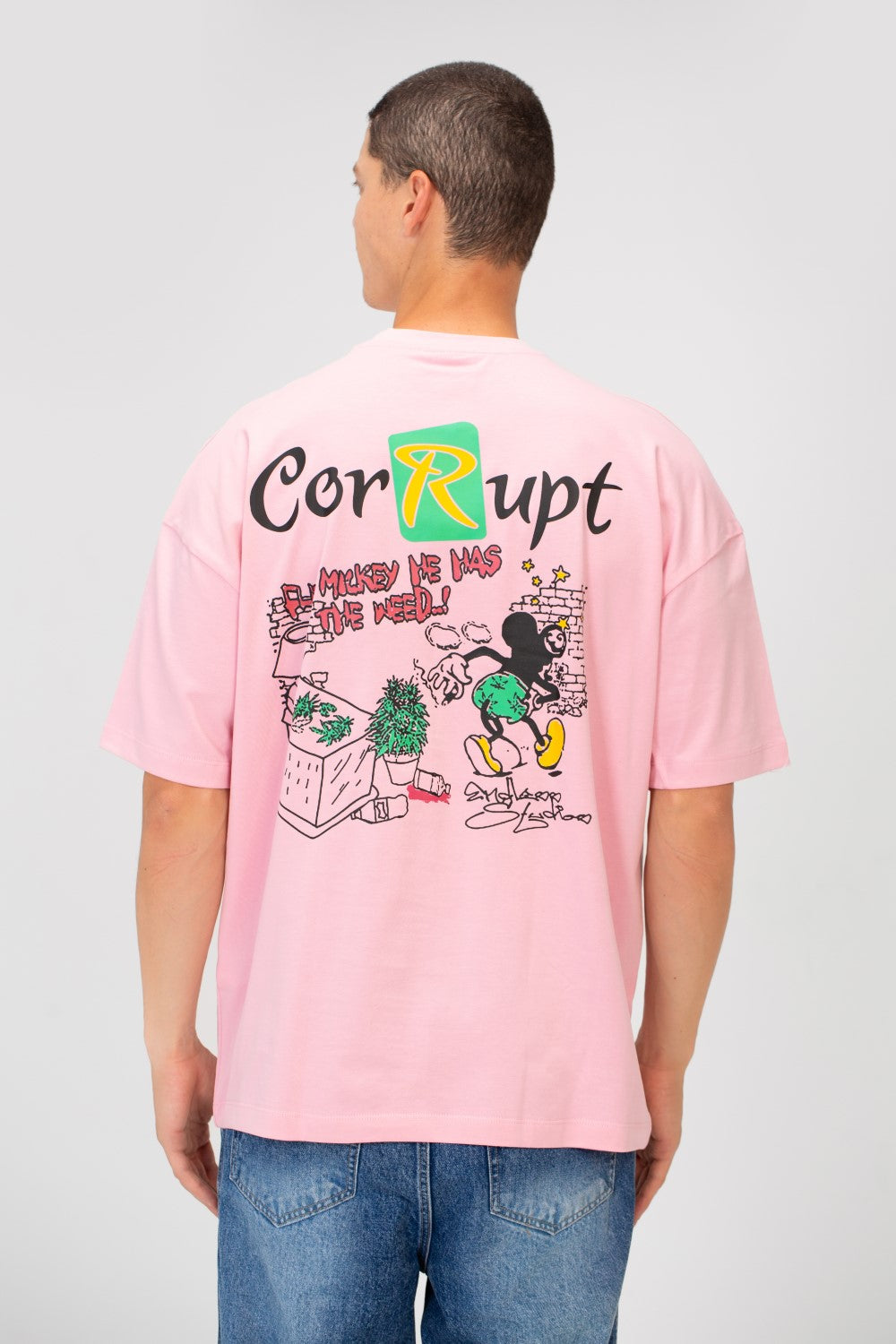 Men’s Oversized Graphic T-Shirt Cartoon Drip Logo Detail