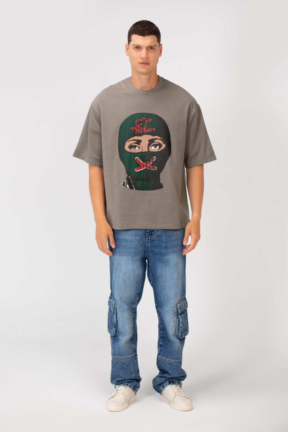 Men’s T-Shirt Oversized Bold Front Balaclava Artwork