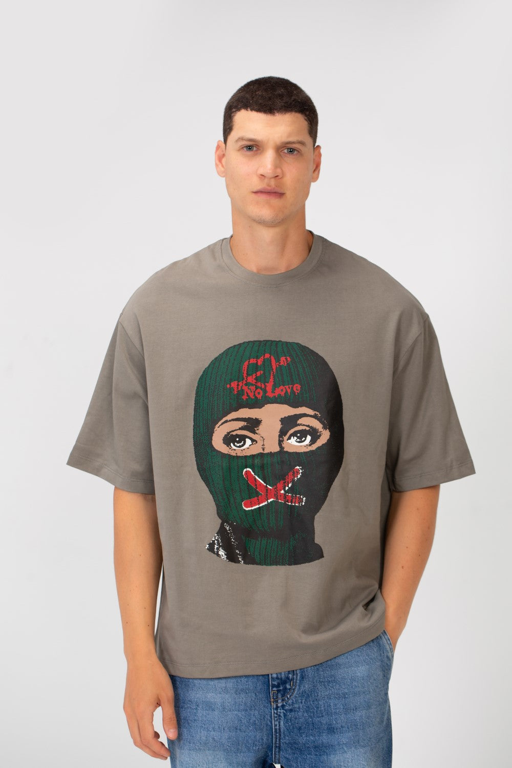 Men’s T-Shirt Oversized Bold Front Balaclava Artwork