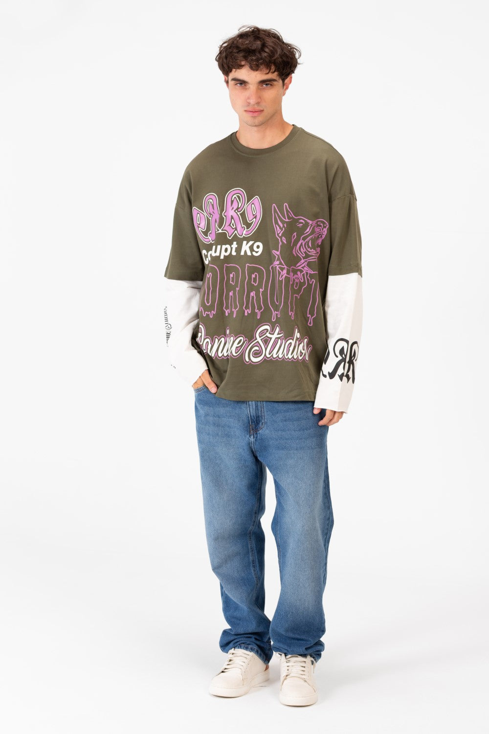Men’s CK9 T-Shirt Graphic Double Sleeve Artwork Bold Typography